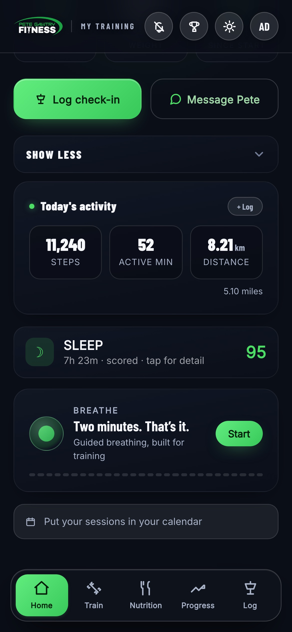 The sleep card