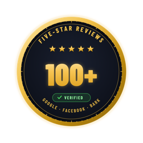 100+ five-star reviews across Google, Facebook and Bark