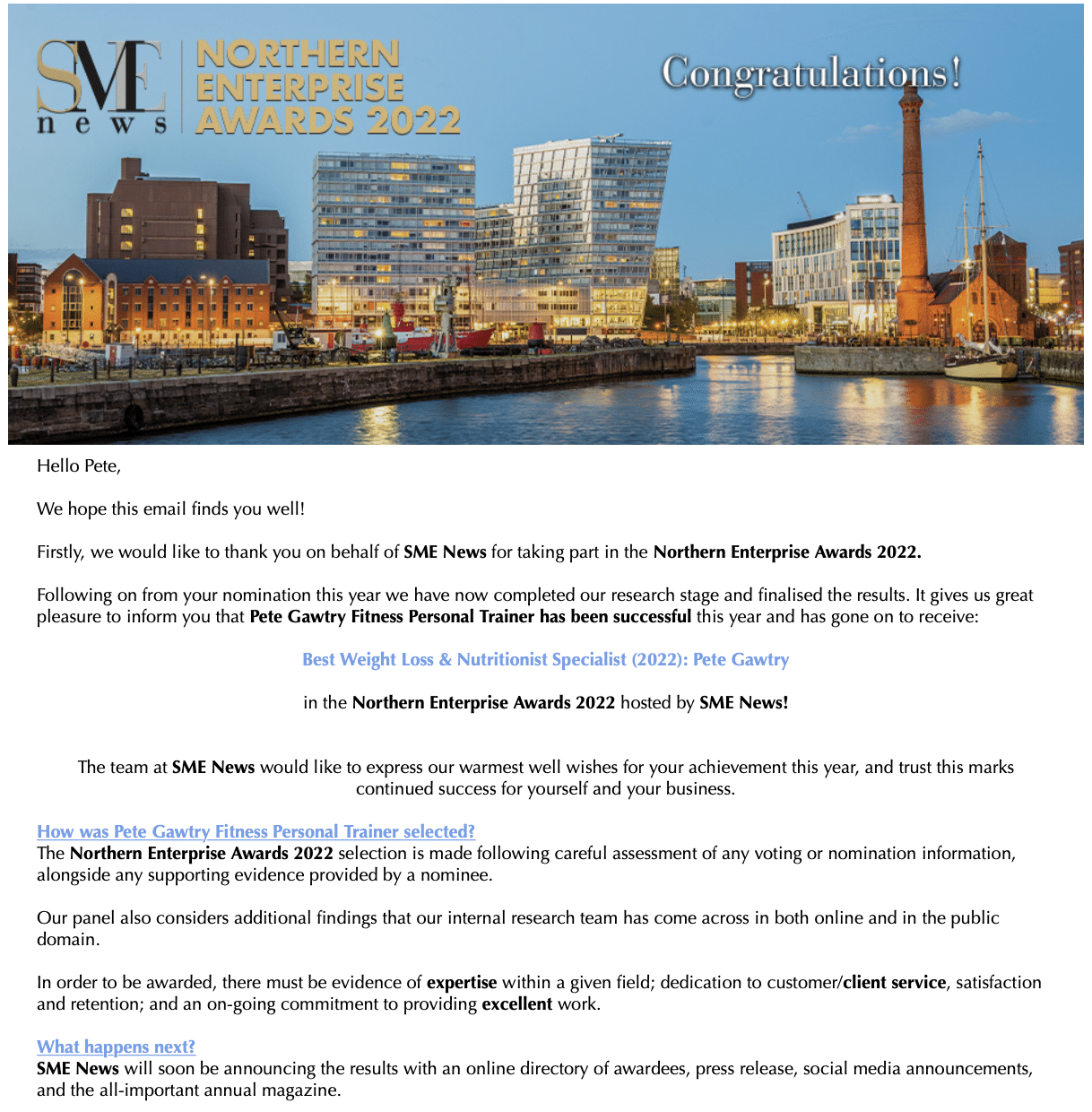 Best Weight Loss and Nutritionist Specialist 2022 — Northern Enterprise Awards