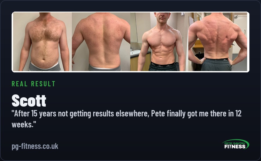Scott — real before and after transformation with Pete Gawtry, award-winning Leeds personal trainer