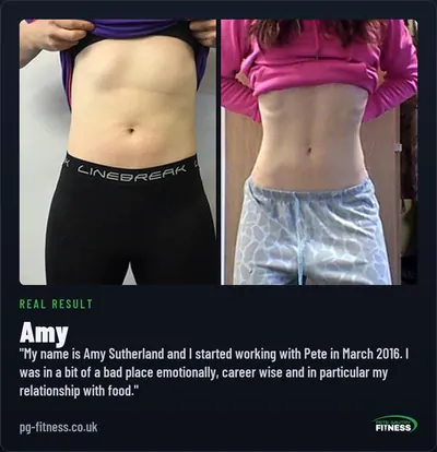 Amy — real before and after transformation with Pete Gawtry, award-winning Leeds personal trainer