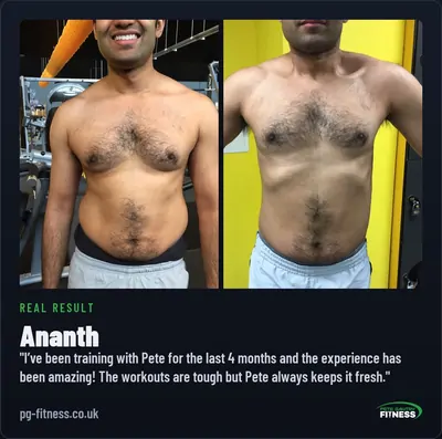 Ananth before and after transformation with Pete Gawtry, award-winning Leeds personal trainer