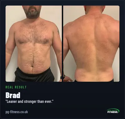 Brad before and after transformation with Pete Gawtry, award-winning Leeds personal trainer