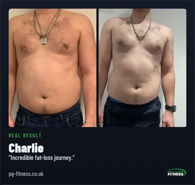 Charlie before and after transformation with Pete Gawtry, award-winning Leeds personal trainer