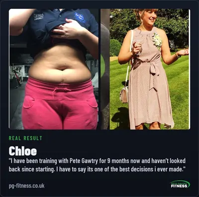 Chloe — real before and after transformation with Pete Gawtry, award-winning Leeds personal trainer