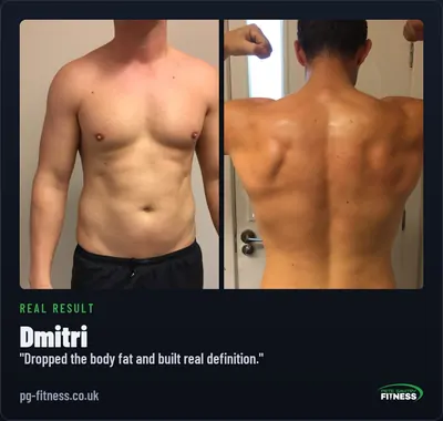 Dmitri before and after transformation with Pete Gawtry, award-winning Leeds personal trainer