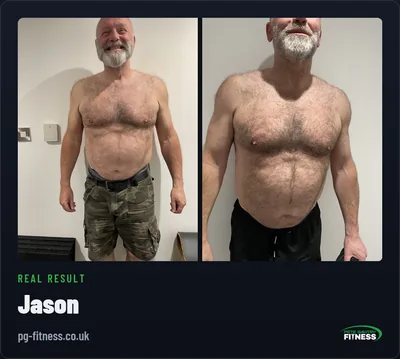 Jason before and after transformation with Pete Gawtry, award-winning Leeds personal trainer