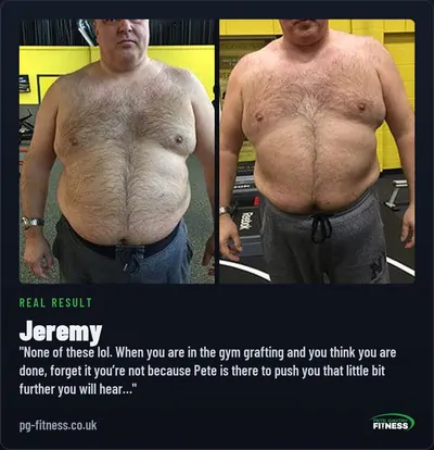 Jeremy — real before and after transformation with Pete Gawtry, award-winning Leeds personal trainer