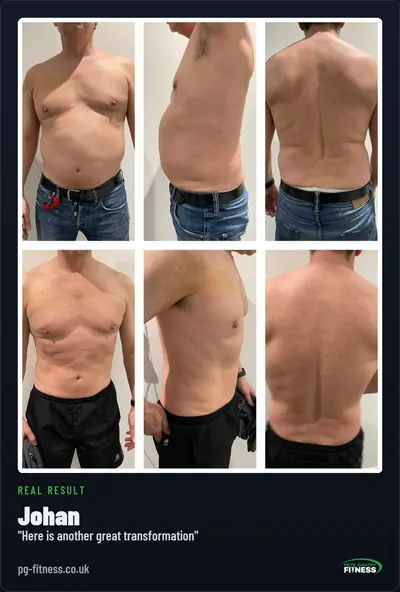 Johan before and after transformation with Pete Gawtry, award-winning Leeds personal trainer