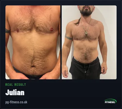 Julian before and after transformation with Pete Gawtry, award-winning Leeds personal trainer