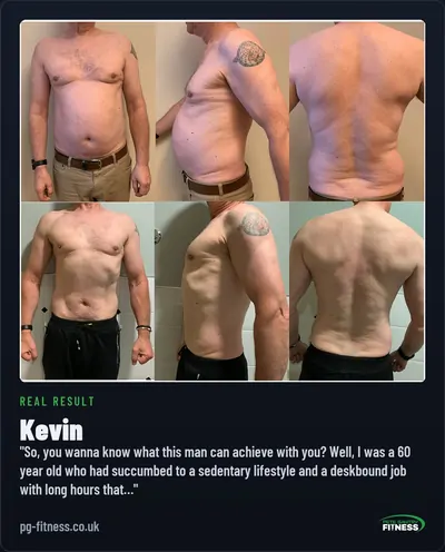 Kevin before and after transformation with Pete Gawtry, award-winning Leeds personal trainer