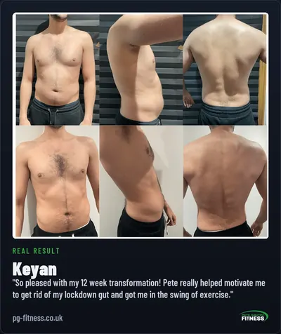 Keyan before and after transformation with Pete Gawtry, award-winning Leeds personal trainer