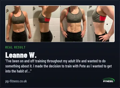 Leanne — real before and after transformation with Pete Gawtry, award-winning Leeds personal trainer