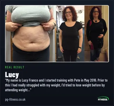 Lucy before and after transformation with Pete Gawtry, award-winning Leeds personal trainer