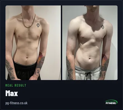 Max before and after transformation with Pete Gawtry, award-winning Leeds personal trainer