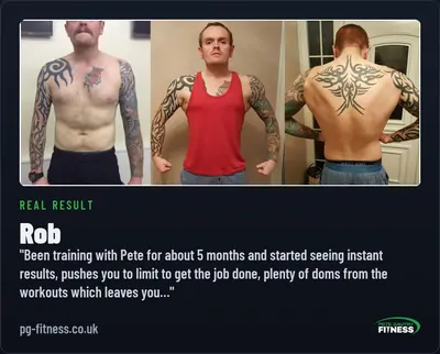 Rob — real before and after transformation with Pete Gawtry, award-winning Leeds personal trainer