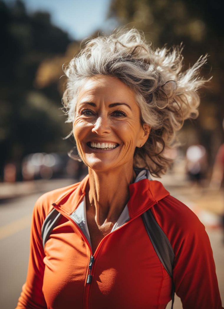 Active woman outdoors in midlife
